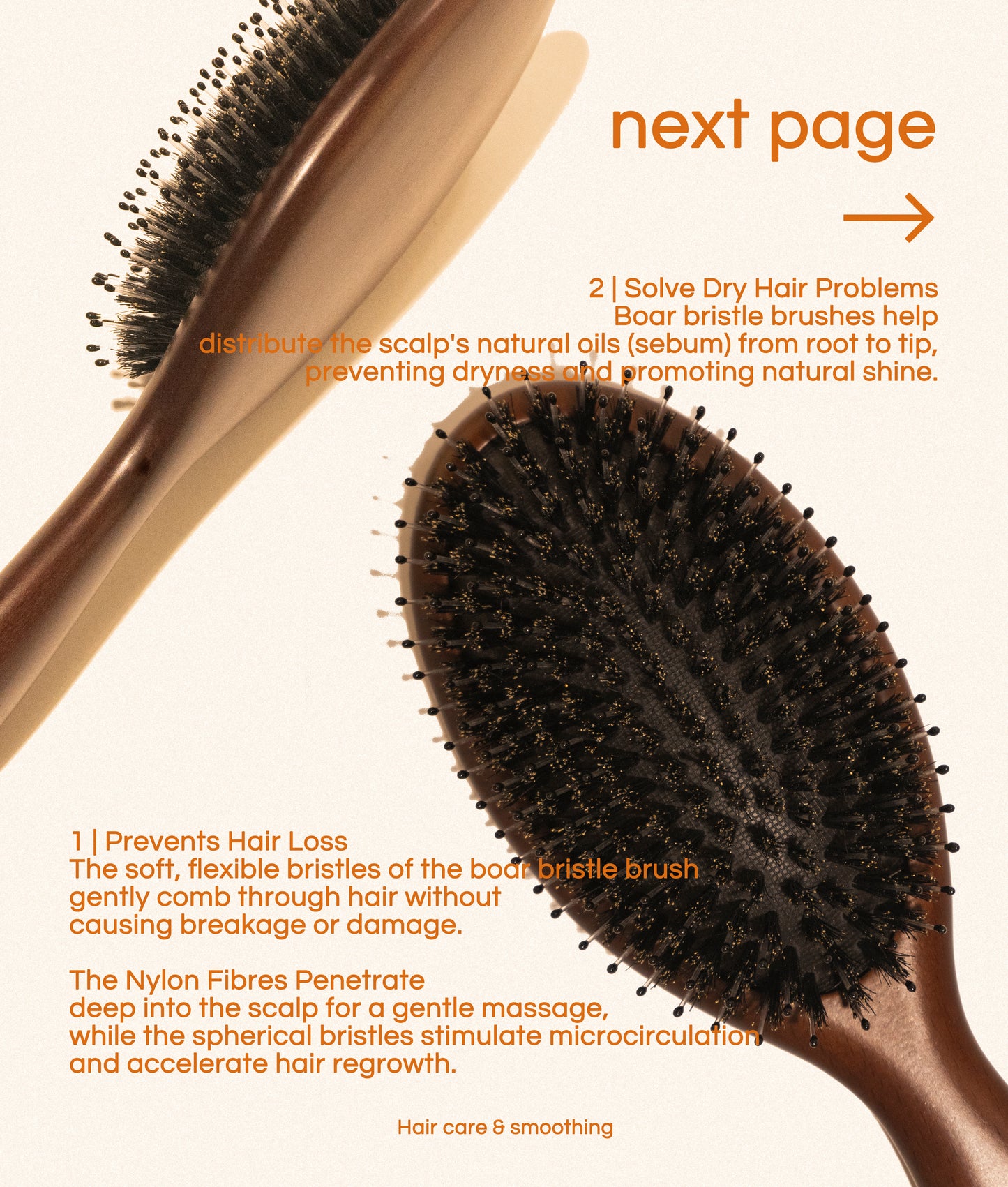 Smoothing Brush | Natural Boar Bristle Hair Brush