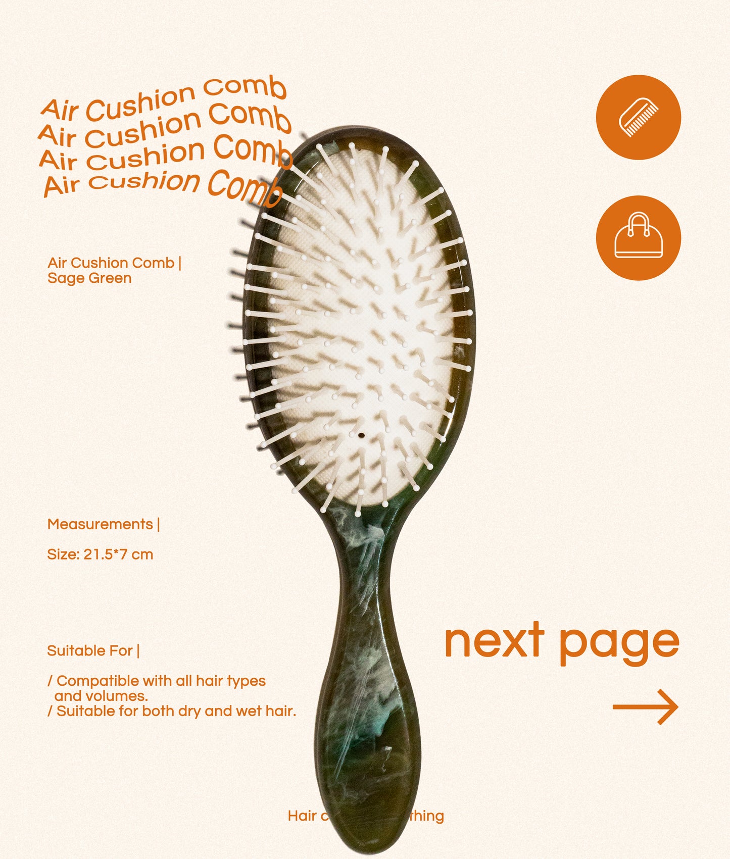 Air Cushion Comb | Sage Green